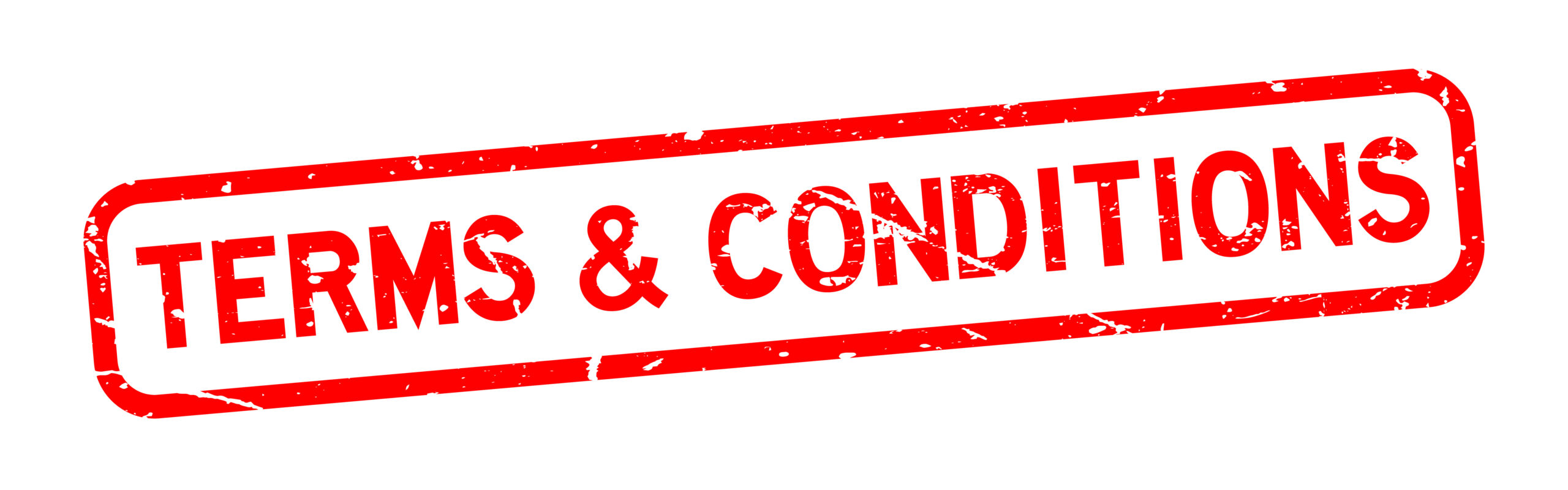 grunge red terms and conditions square rubber seal stamp on white background