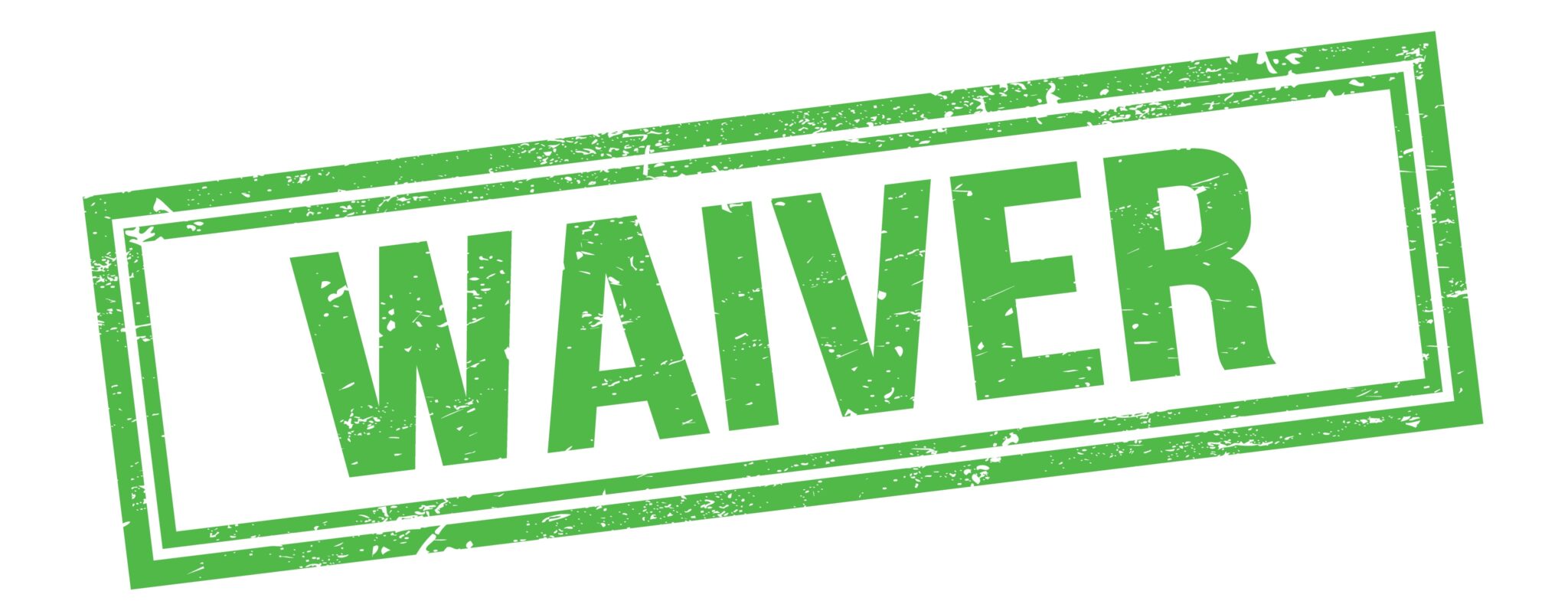 waiver text on green grungy vintage stamp.
